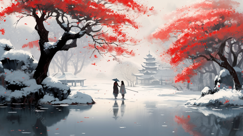 人物传统中国风雪天水墨画背背景,插画/手绘图,插画/手绘图库,插画/手绘图下载,插画/手绘